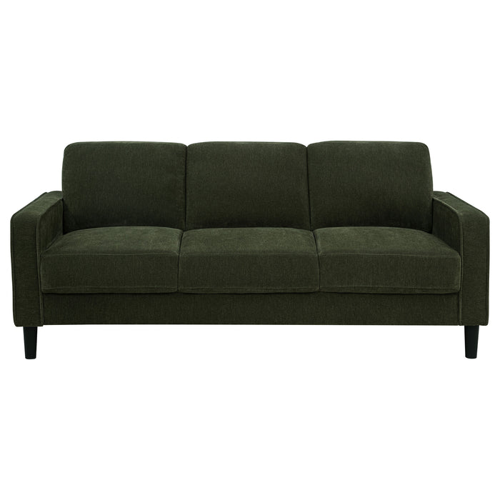 Ruth 77-inch fabric upholstered track arm sofa in matcha green by CoasterEveryday