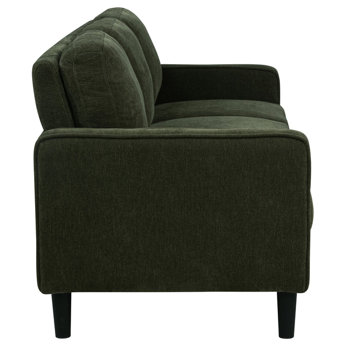 CoasterEveryday Ruth 77-inch matcha green fabric upholstered track arm sofa
