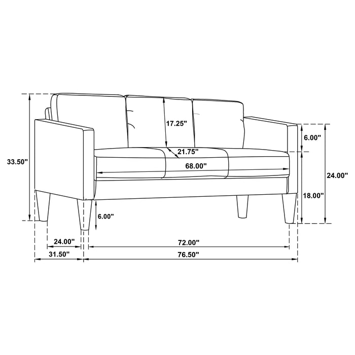 Ruth 77-inch Fabric Upholstered Track Arm Sofa Matcha Green