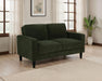 CoasterEveryday Ruth matcha green fabric upholstered track arm loveseat