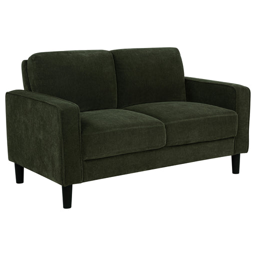 Ruth CoasterEveryday fabric upholstered track arm loveseat in matcha green