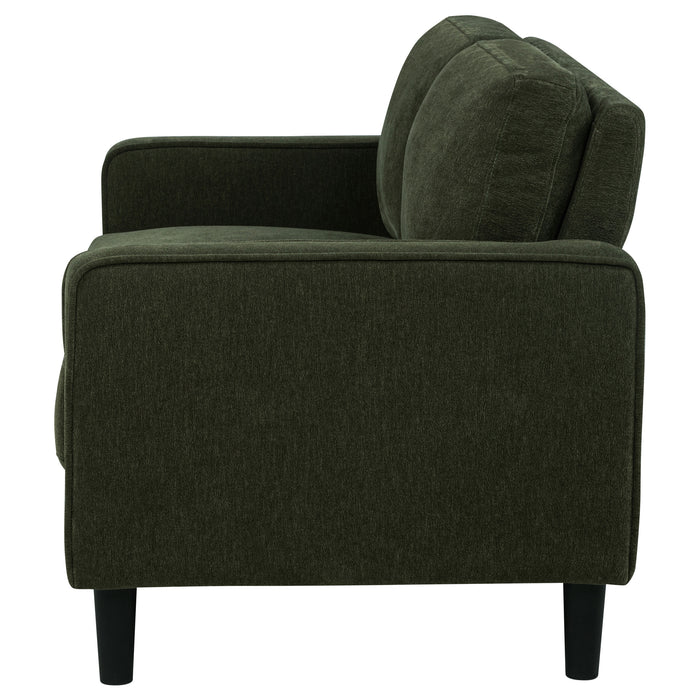 CoasterEveryday Ruth matcha green fabric upholstered track arm loveseat