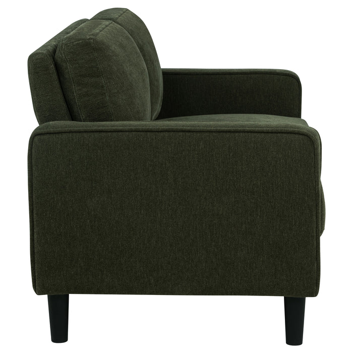 Ruth CoasterEveryday fabric upholstered track arm loveseat in matcha green