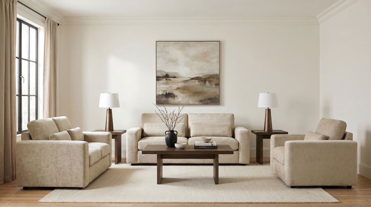 Amador Chenille Upholstered Track Arm Sofa Camel