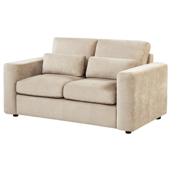 Amador Chenille Upholstered Track Arm Loveseat Camel