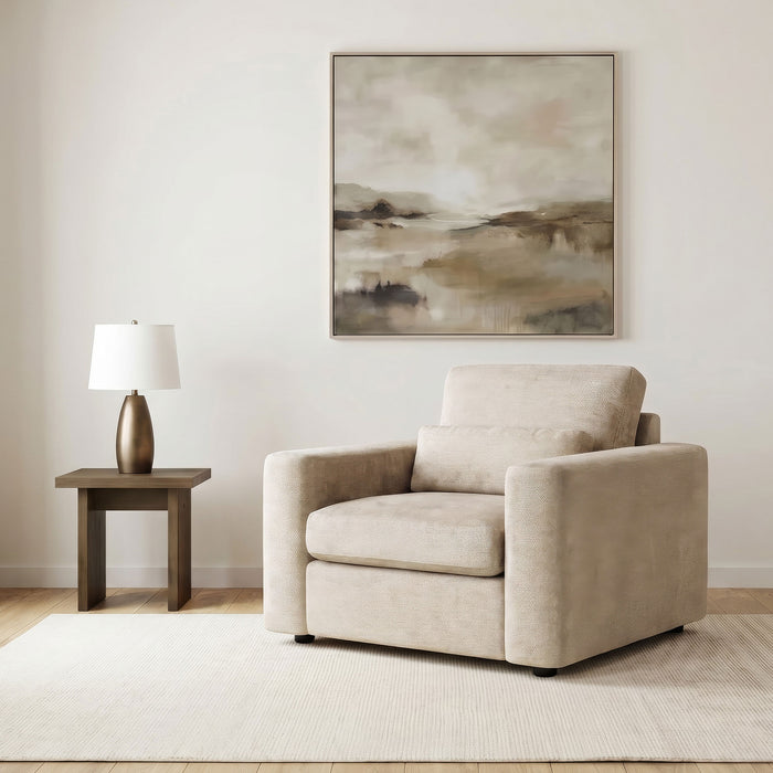 Amador Chenille Upholstered Track Arm Accent Chair Camel