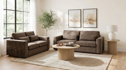 CoasterEveryday Amador chocolate 2-piece chenille upholstered sofa set with track arms