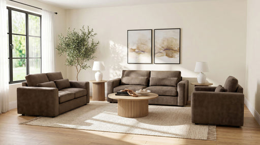 Amador 3-piece chocolate chenille upholstered track arm sofa set by CoasterEveryday