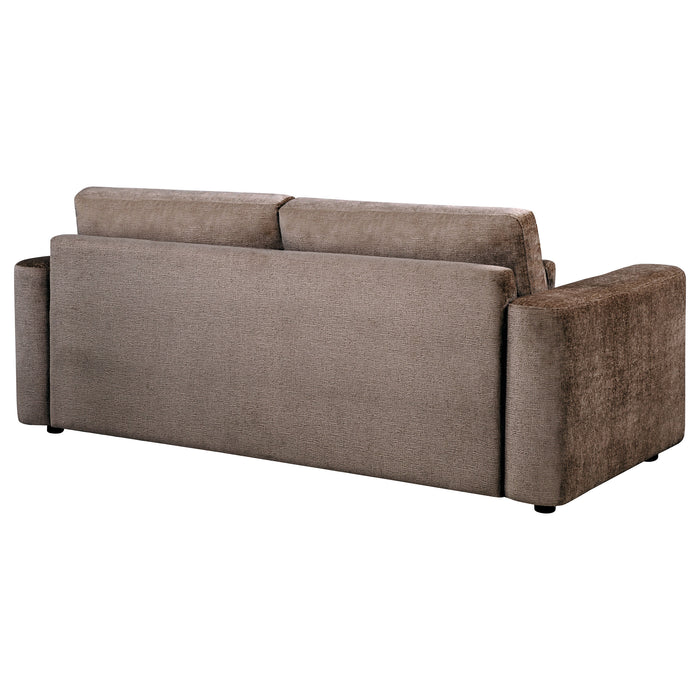 Amador Chocolate Chenille Upholstered Track Arm Sofa by CoasterEveryday