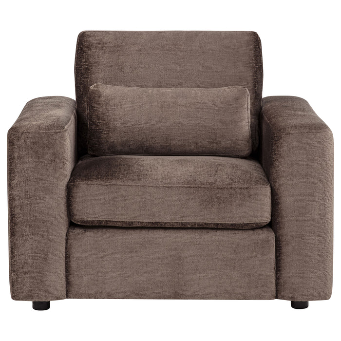 Amador Chenille Upholstered Track Arm Accent Chair Chocolate