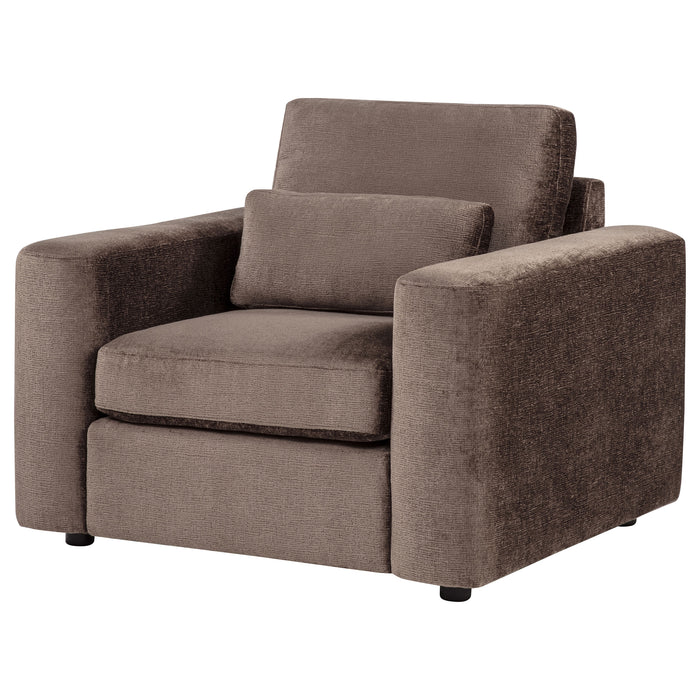 Amador Chenille Upholstered Track Arm Accent Chair Chocolate