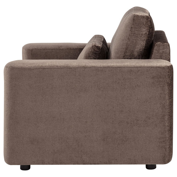 Amador Chenille Upholstered Track Arm Accent Chair Chocolate
