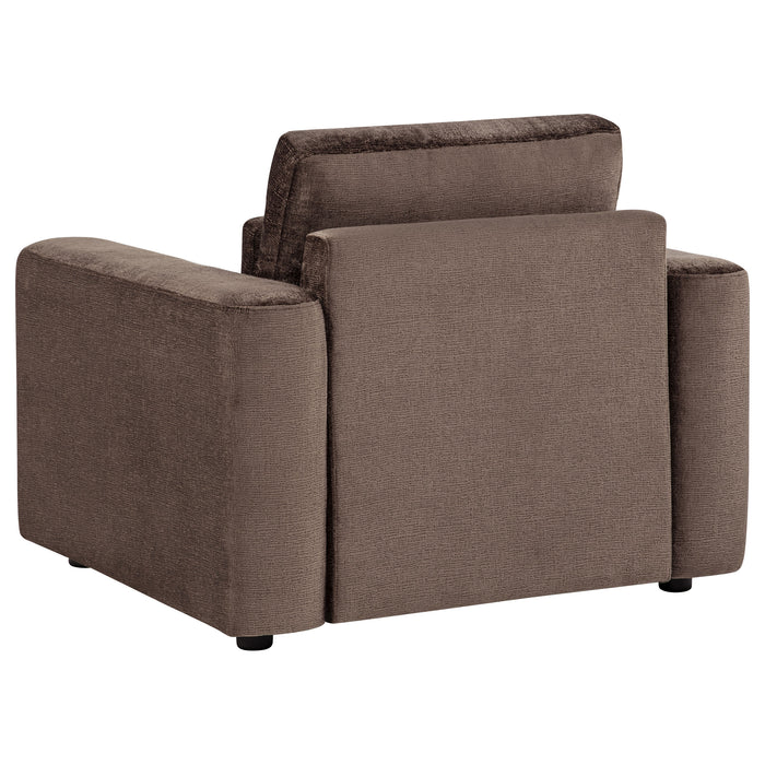 Amador Chenille Upholstered Track Arm Accent Chair Chocolate