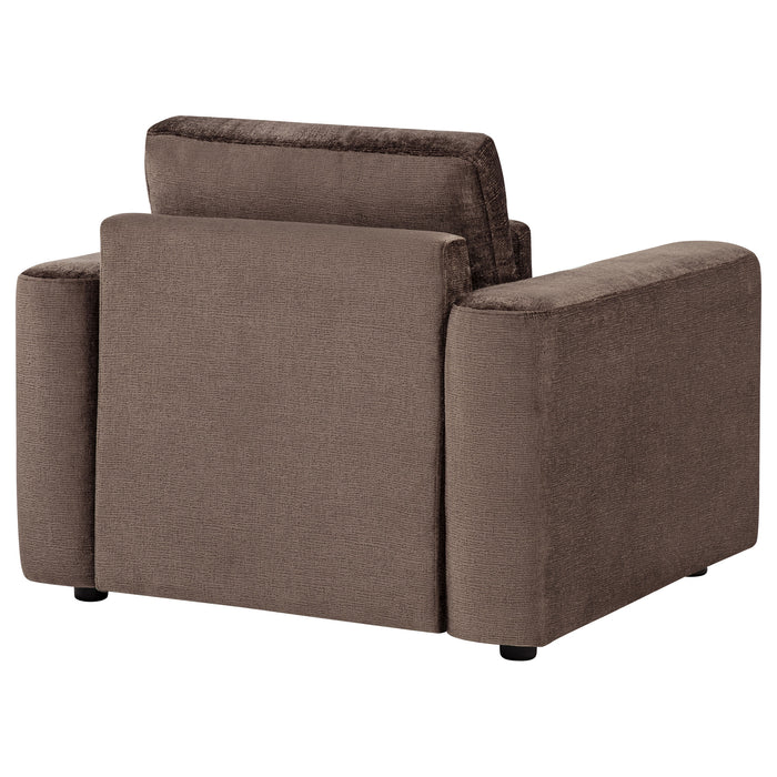 Amador Chenille Upholstered Track Arm Accent Chair Chocolate