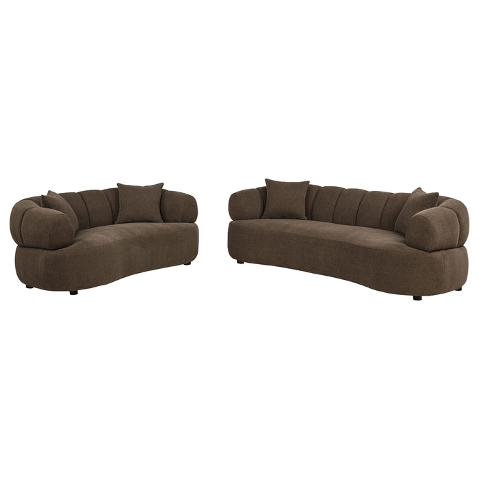 Casarin Fabric 2-Piece Channel-Back Sofa Set Brown