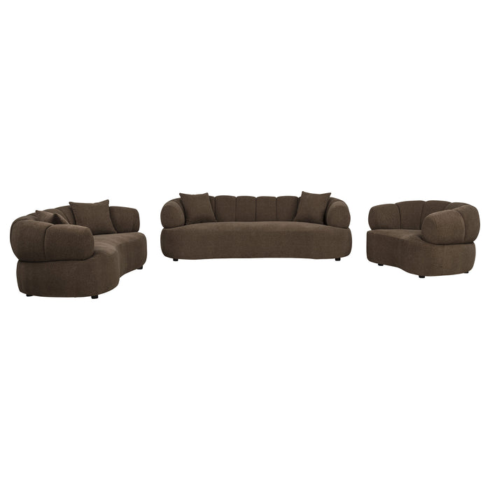 Casarin Fabric 3-Piece Channel-Back Sofa Set Brown