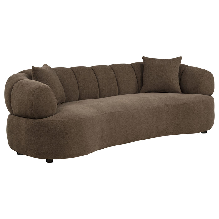 Casarin Fabric Channel-Back Sofa Brown