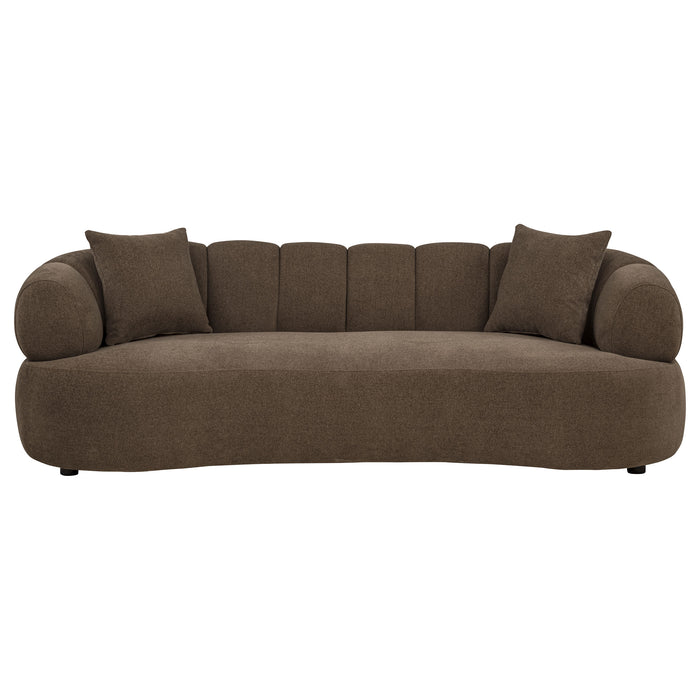 Casarin Fabric Channel-Back Sofa Brown