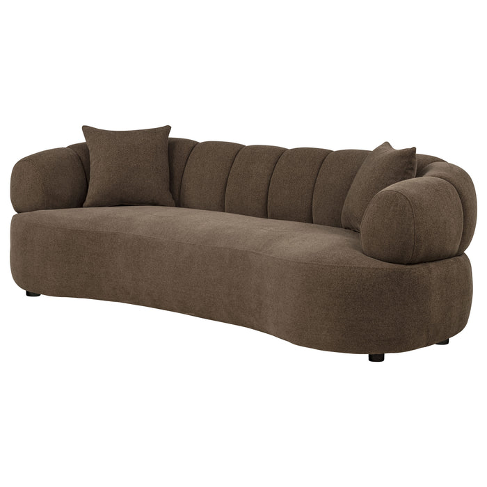 Casarin Fabric Channel-Back Sofa Brown