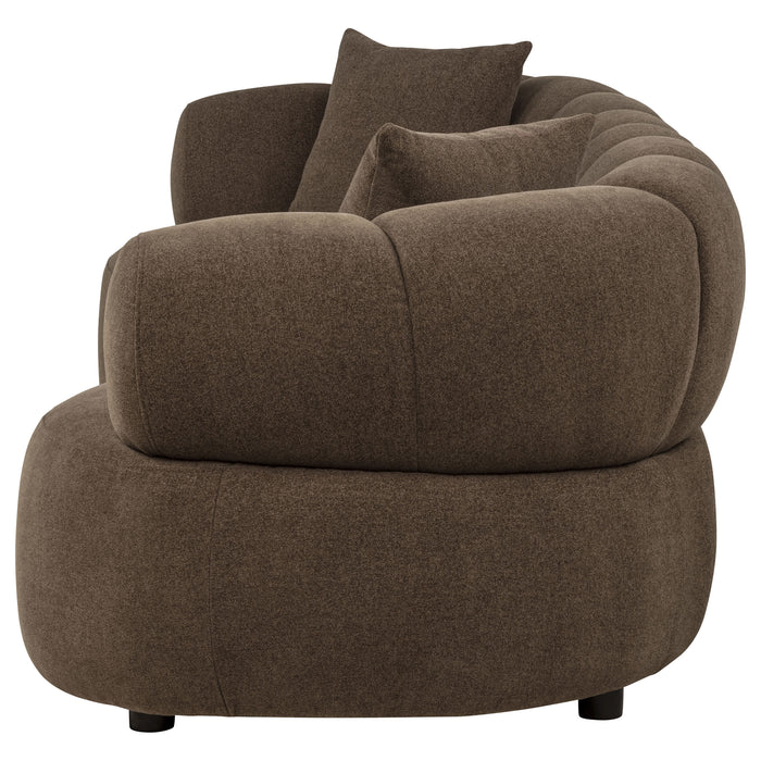 Casarin Fabric Channel-Back Sofa Brown