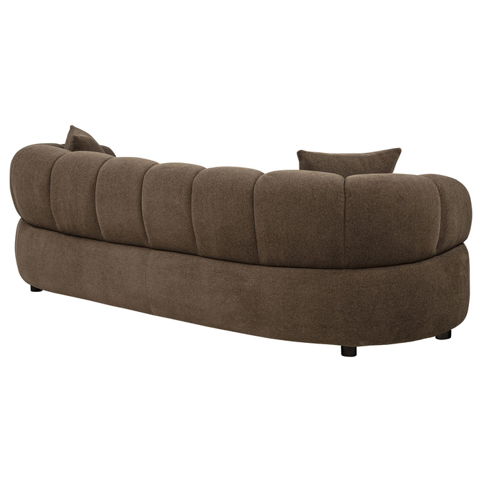 Casarin Fabric Channel-Back Sofa Brown