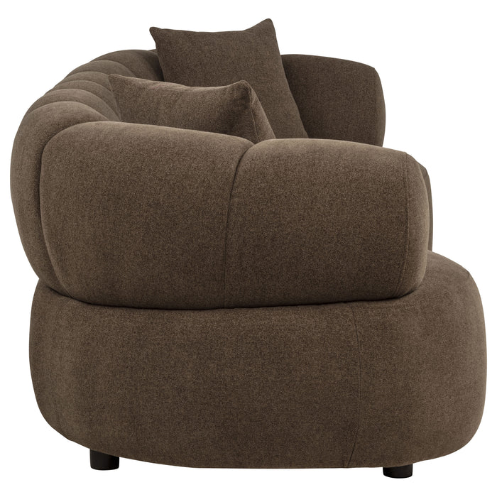 Casarin Fabric Channel-Back Sofa Brown