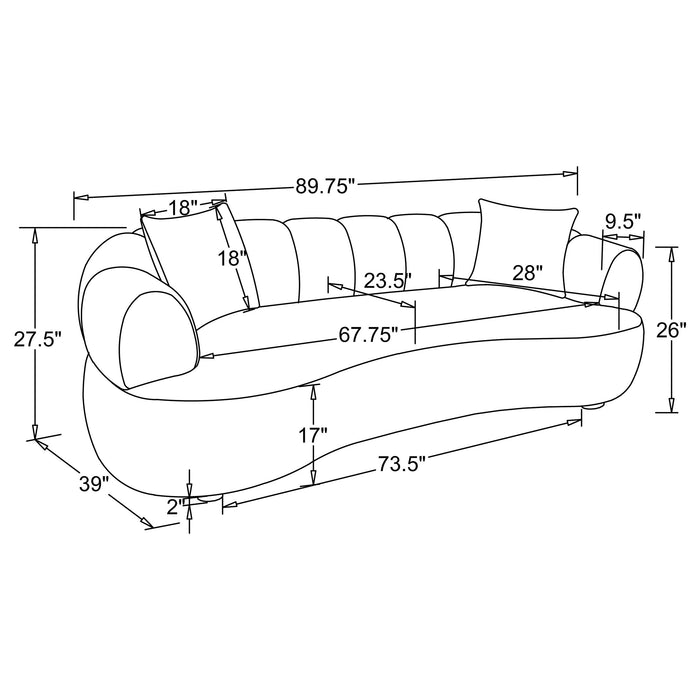 Casarin Fabric Channel-Back Sofa Brown