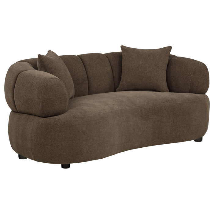 Casarin Fabric Channel-Back Loveseat Brown