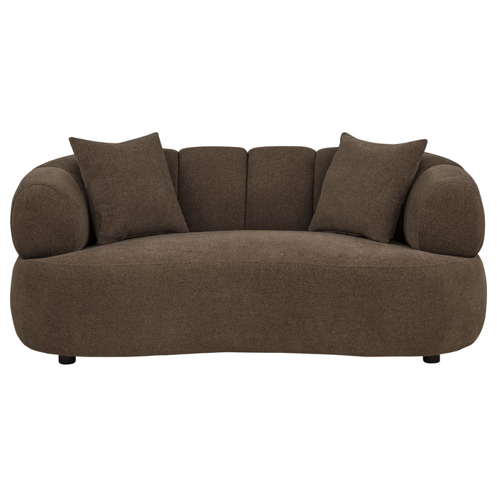 Casarin Fabric Channel-Back Loveseat Brown