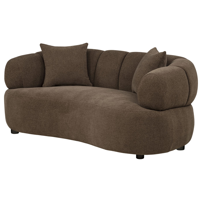 Casarin Fabric Channel-Back Loveseat Brown