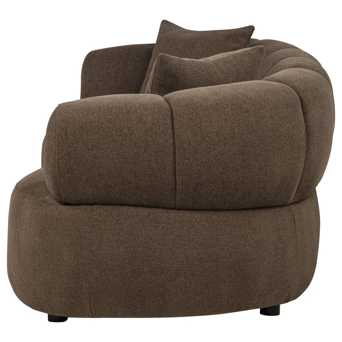 Casarin Fabric Channel-Back Loveseat Brown
