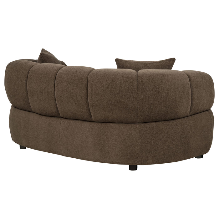 Casarin Fabric Channel-Back Loveseat Brown