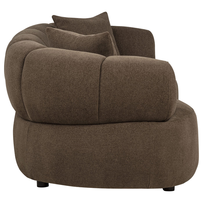 Casarin Fabric Channel-Back Loveseat Brown
