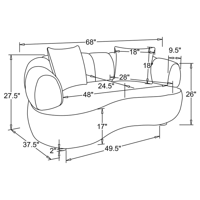Casarin Fabric Channel-Back Loveseat Brown