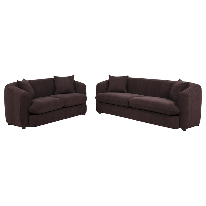 Delroy 2-Piece Stationary Sofa Set Aubergine Polyester Upholstery