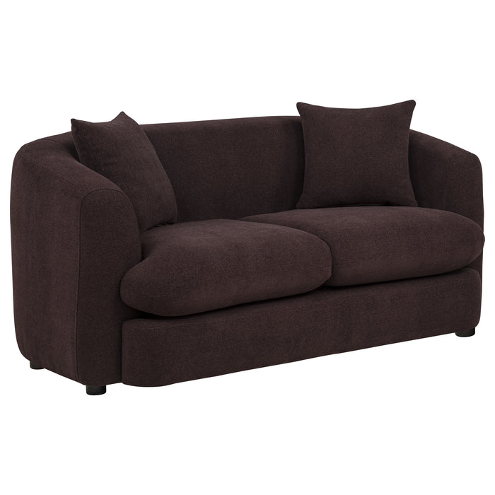 Delroy 3-Piece Stationary Sofa Set Aubergine Polyester Upholstery