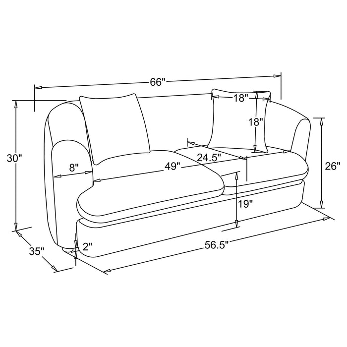 Delroy 3-Piece Stationary Sofa Set Aubergine Polyester Upholstery