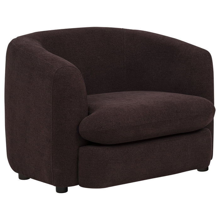 Delroy Stationary Accent Chair Aubergine Polyester Upholstery