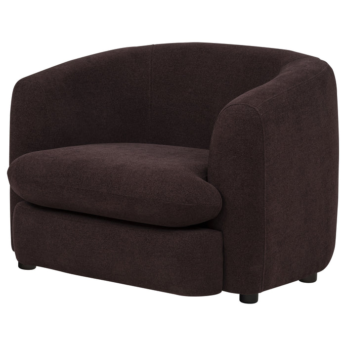 Delroy Stationary Accent Chair Aubergine Polyester Upholstery