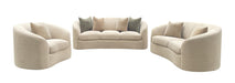 Rainn 3-piece transitional boucle sofa, loveseat and chair set in camel by CoasterEveryday