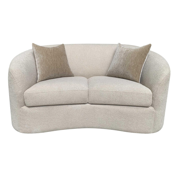 Rainn Transitional boucle loveseat with sloped arms in camel by CoasterEveryday