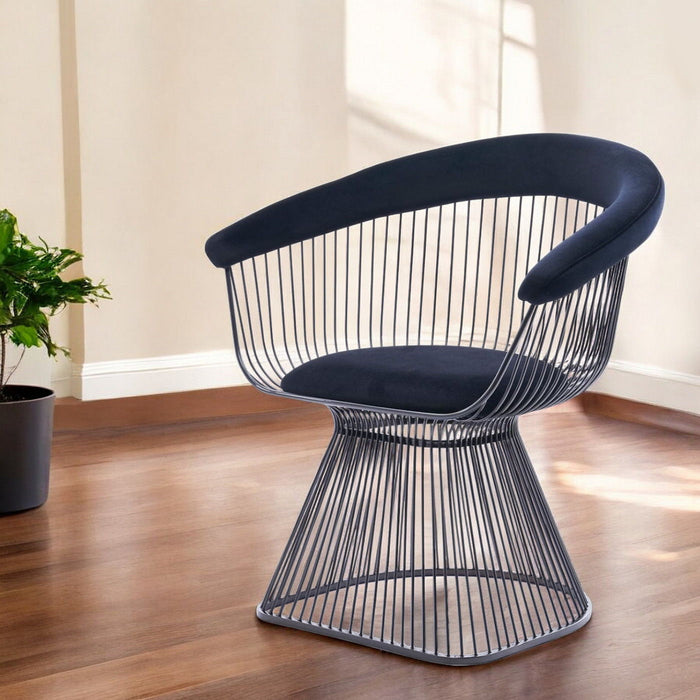 Velvet Metal Windsor Back Dining Arm Chair - Black