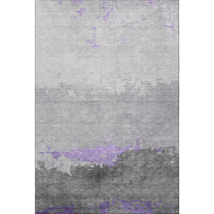 10' X 14' Abstract Washable Area Rug With UV Protection (706909) - Purple / Gray