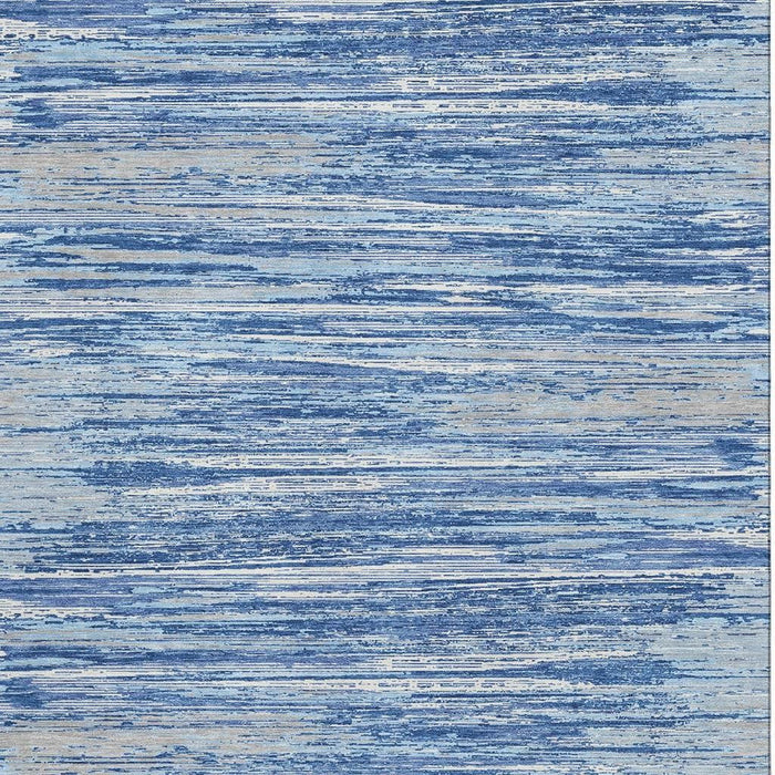 10' X 14' Striped Washable Area Rug With UV Protection (671204) - Blue / Ivory / Gray