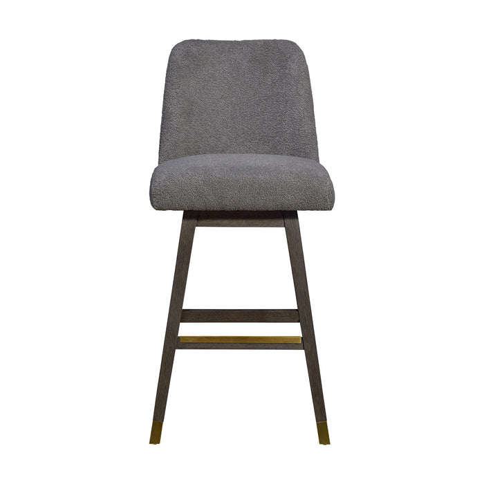 Upholstered And Solid Wood Swivel Bar Height Bar Chair - Gray