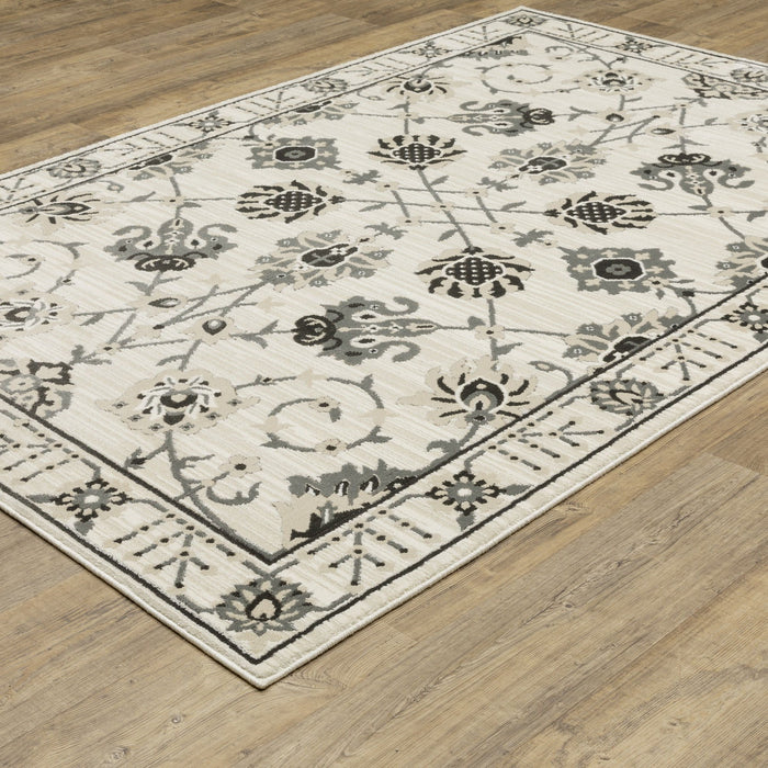 10' X 13' Oriental Area Rug - Ivory And Gray