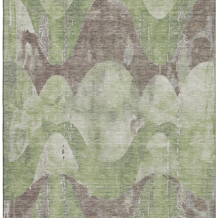 10' X 14' Abstract Washable Area Rug With UV Protection (701353) - Artichoke Green / Taupe