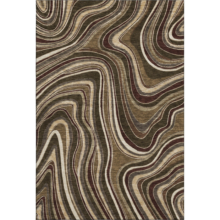 10' X 14' Marble Washable Area Rug With UV Protection - Brown