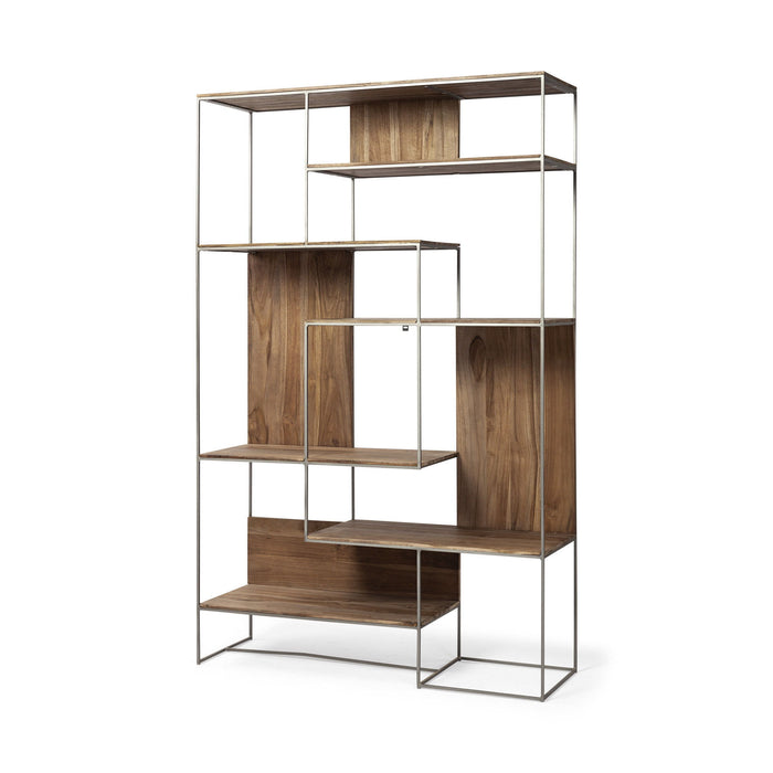 Six Tier Bookcase - Brown / Silver