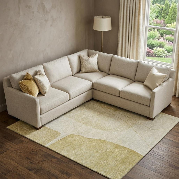 10' X 14' Abstract Washable Area Rug With UV Protection (656573) - Gold / Beige